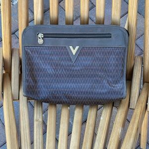 MARIO VALENTINO V Logo Clutch Hand Bag Purse PVC Leather Brown  ZEN